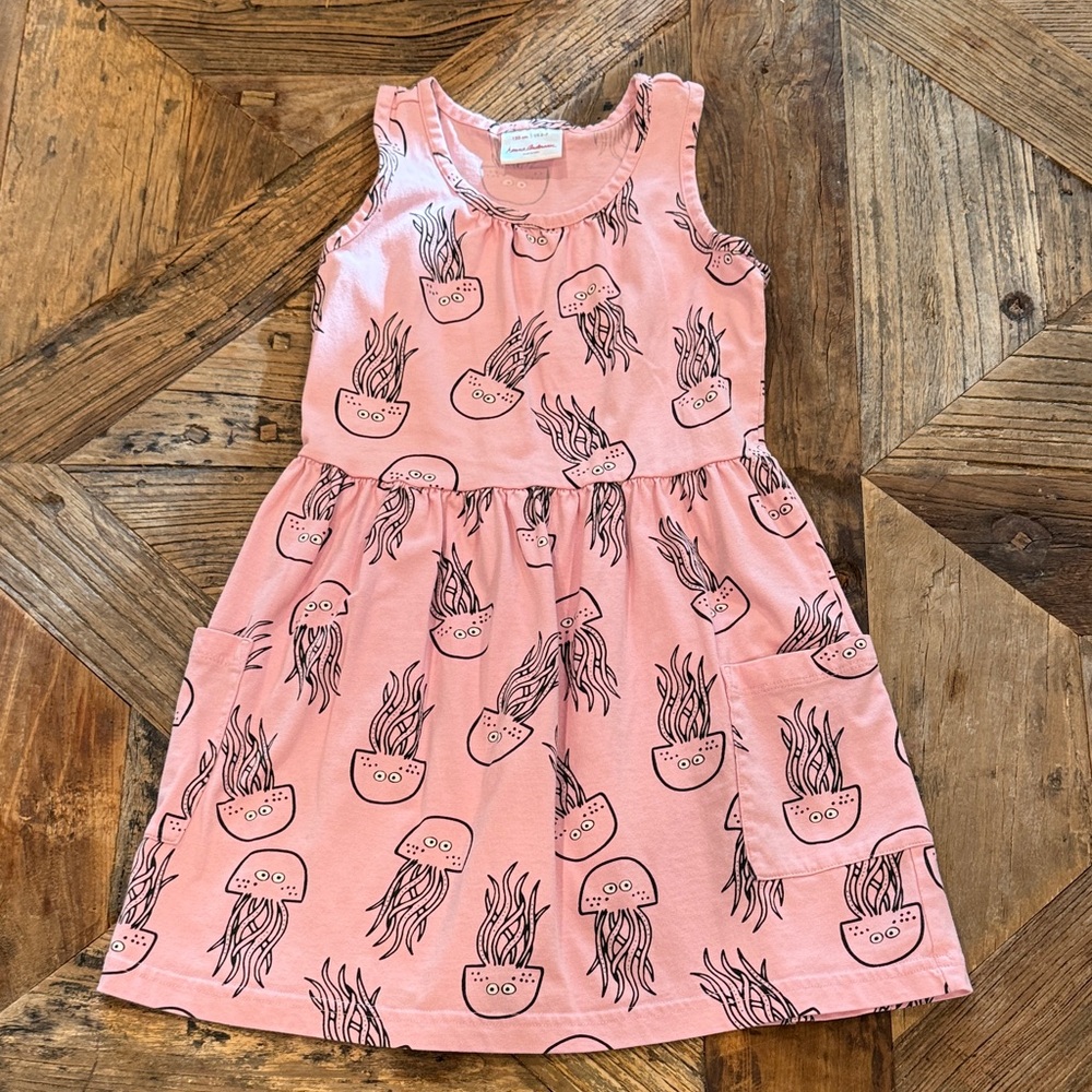Hanna Andersson Pink Dress with Fun Squid Print + pockets